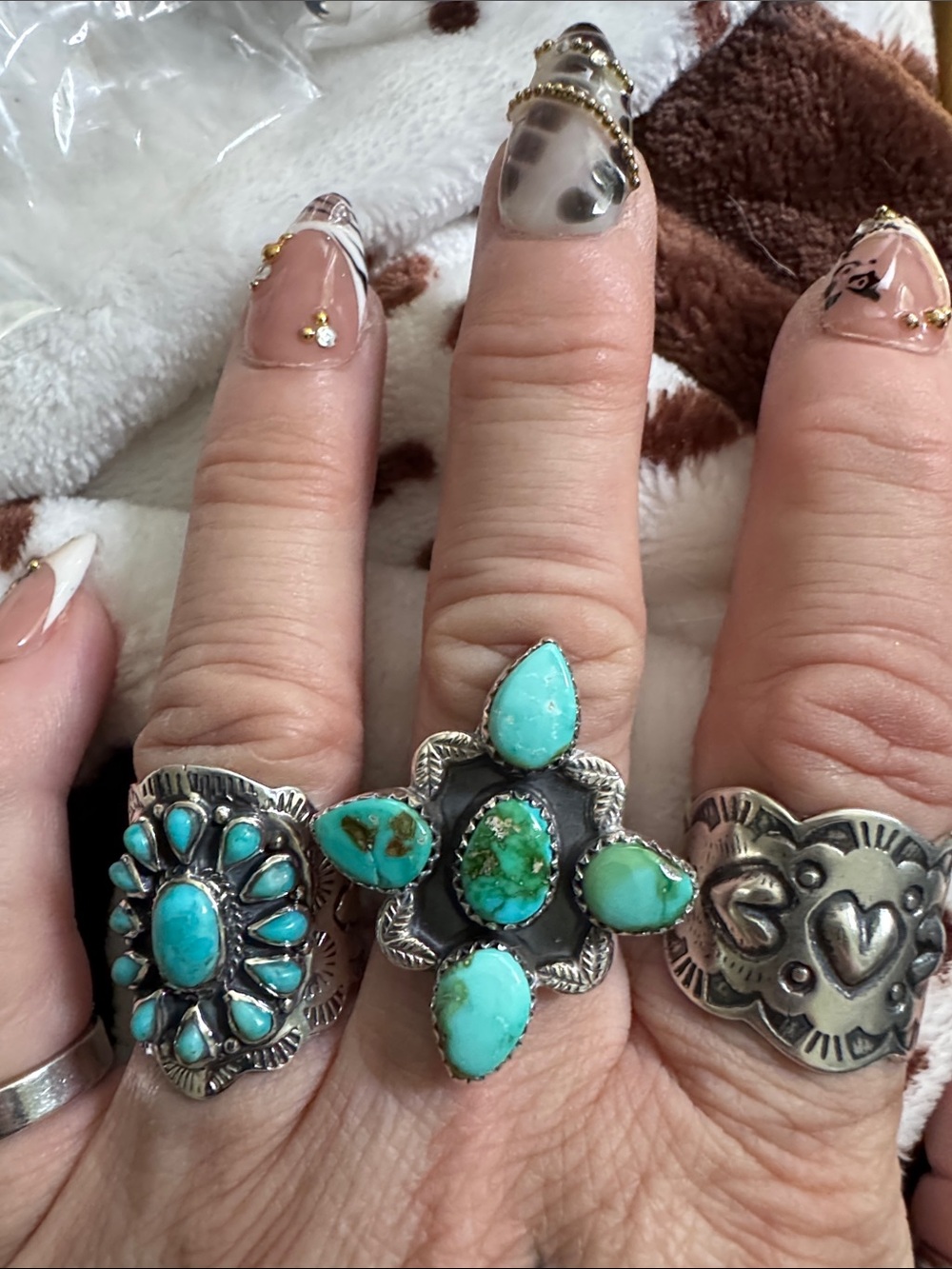 Sonoran Turquoise Sterling Silver Statement Ring - Blue Green Teardrop Cluster